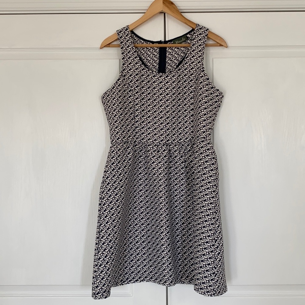 Navy Blue and White print dress